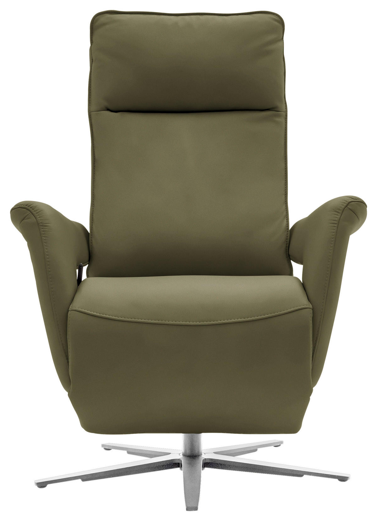 RELAXSESSEL in Leder Grün  - Edelstahlfarben/Grün, Design, Leder/Metall (79-83/116/87-176cm) - Valdera