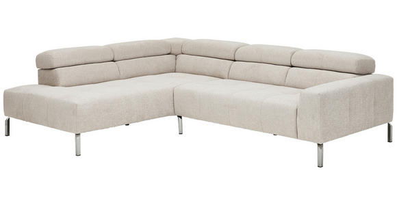 ECKSOFA Naturfarben Flachgewebe - Chromfarben/Naturfarben, KONVENTIONELL, Textil/Metall (224/282cm) - Hom`in