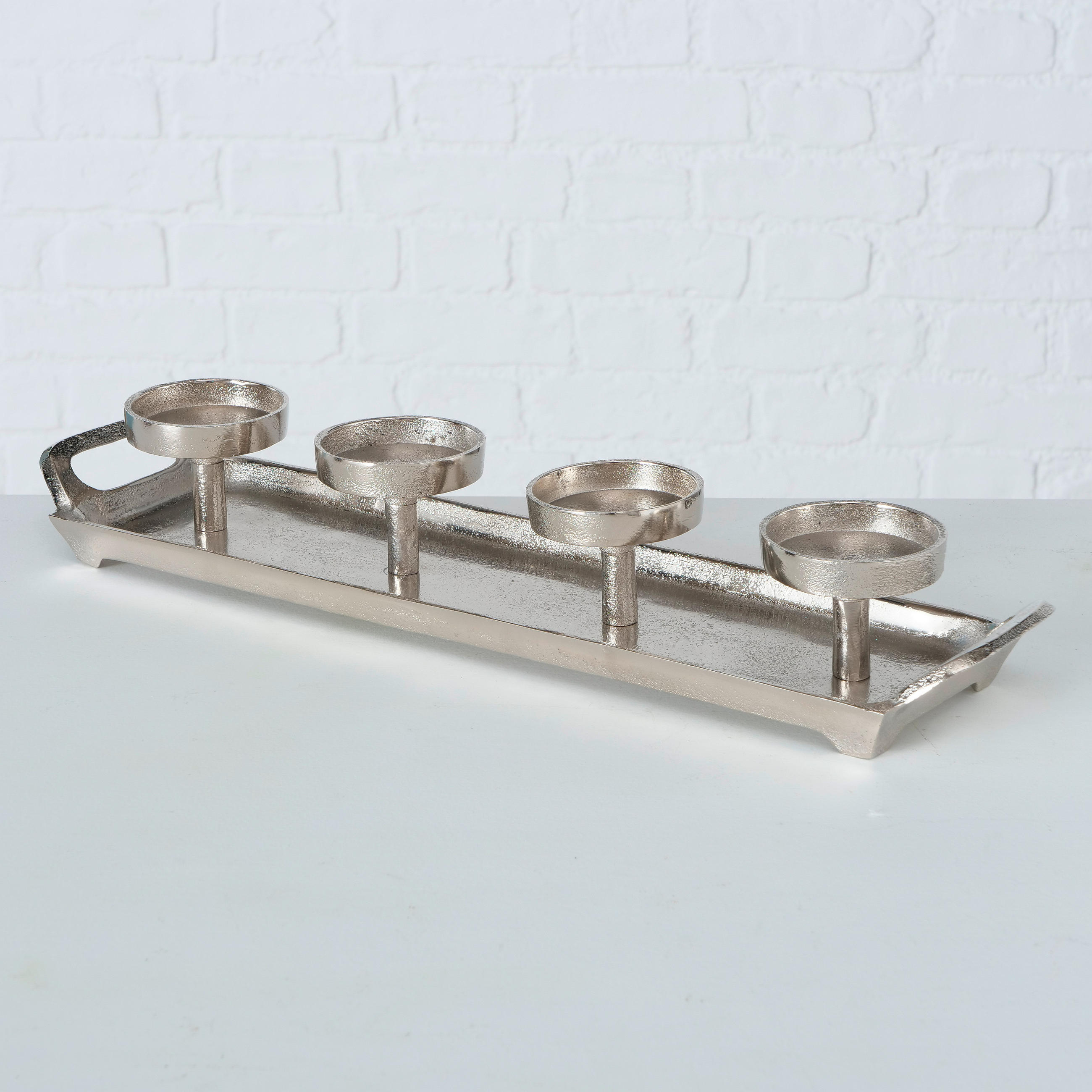 KERZENHALTER - Silberfarben, LIFESTYLE, Metall (12/8/50cm)