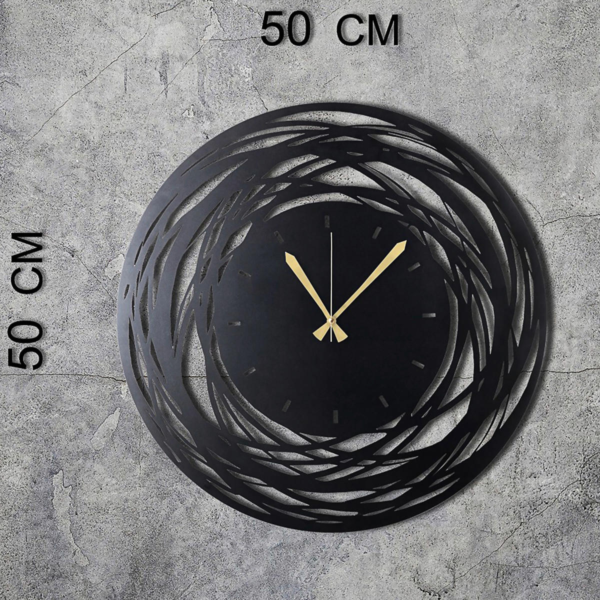 WANDUHR Schwarz 50/50/3 cm  - Schwarz, LIFESTYLE, Metall (50/50/3cm)