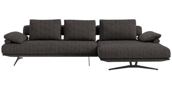 ECKSOFA  in Chenille Dunkelbraun Rückenkissen, Armlehnenkissen  334/168 cm  - Dunkelbraun/Schwarz, Design, Textil/Metall (334/168cm) - Dieter Knoll