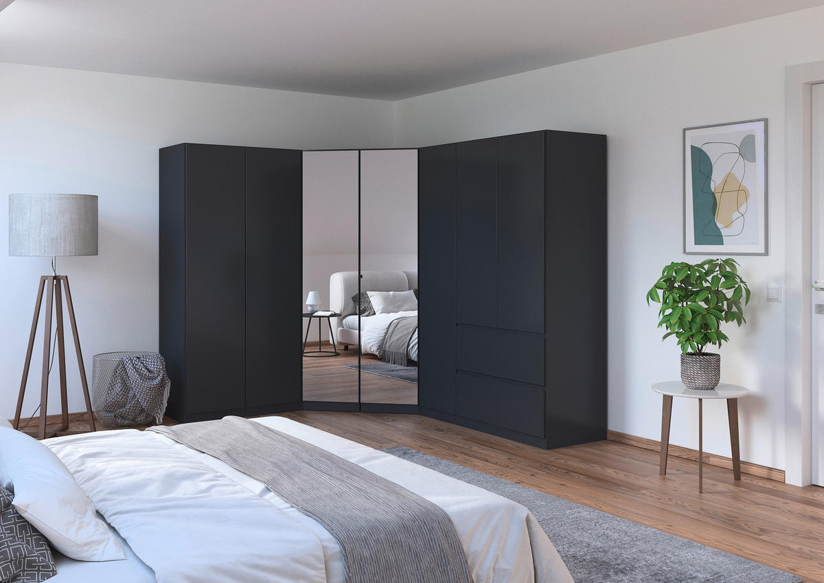 ECKKLEIDERSCHRANK 208/197/253 cm  - Chromfarben/Grau, Modern, Holzwerkstoff (208/197/253cm) - Rauch Möbel
