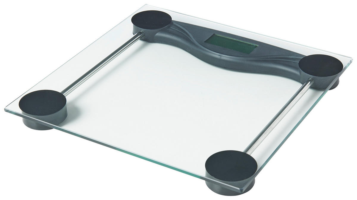 PERSONENWAAGE - Transparent/Schwarz, Basics, Glas/Kunststoff (28/28/2,5cm) - Novel