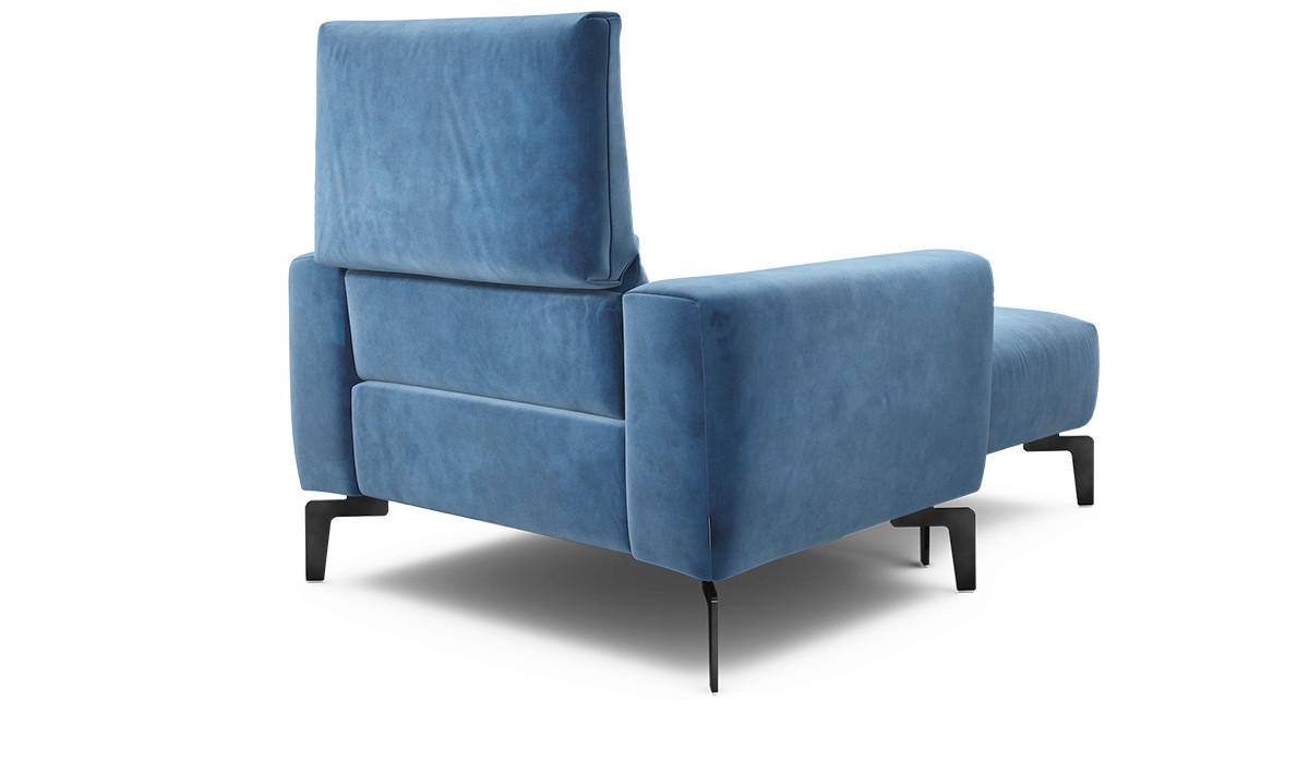 Sessel inkl. Hocker Samt    - Blau/Schwarz, Design, Textil/Metall (110/85/86-94cm) - SENSOO