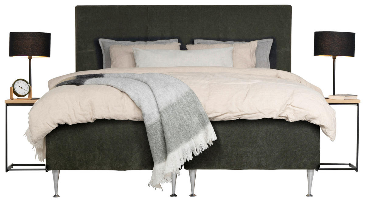 KONTINENTALSÄNG  i antracit  - silver/antracit, Klassisk, metall/trä (180/200cm) - Niels Andersson