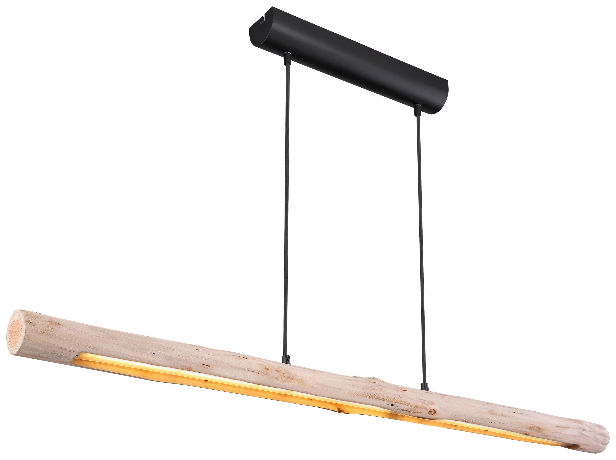 LED-HÄNGELEUCHTE 120/8/150 cm    - Schwarz/Naturfarben, Design, Holz/Holzwerkstoff (120/8/150cm) - Novel