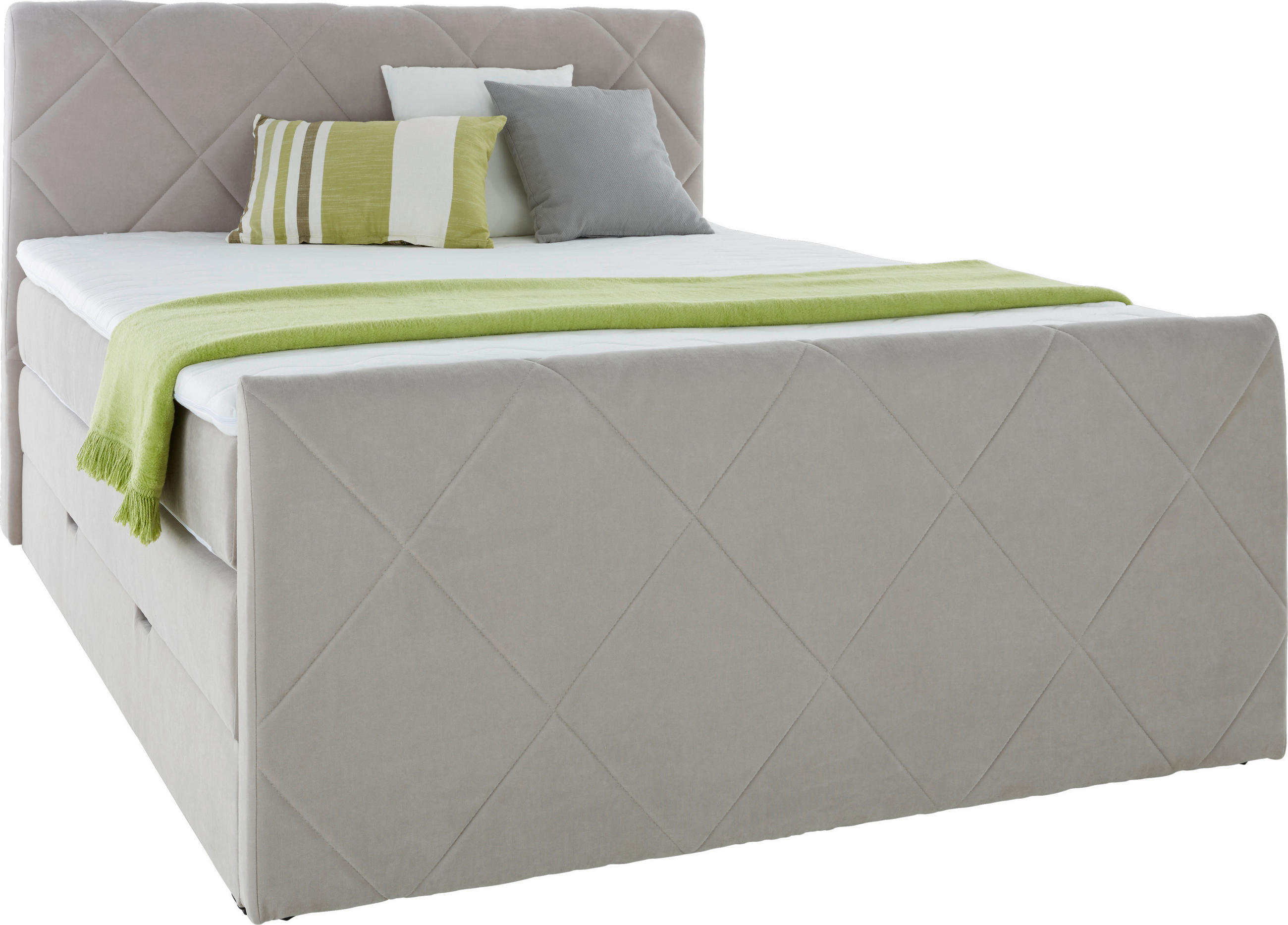 BOXSPRINGBETT 160/200 cm  in Grau  - Schwarz/Grau, Trend, Kunststoff/Textil (160/200cm) - Xora