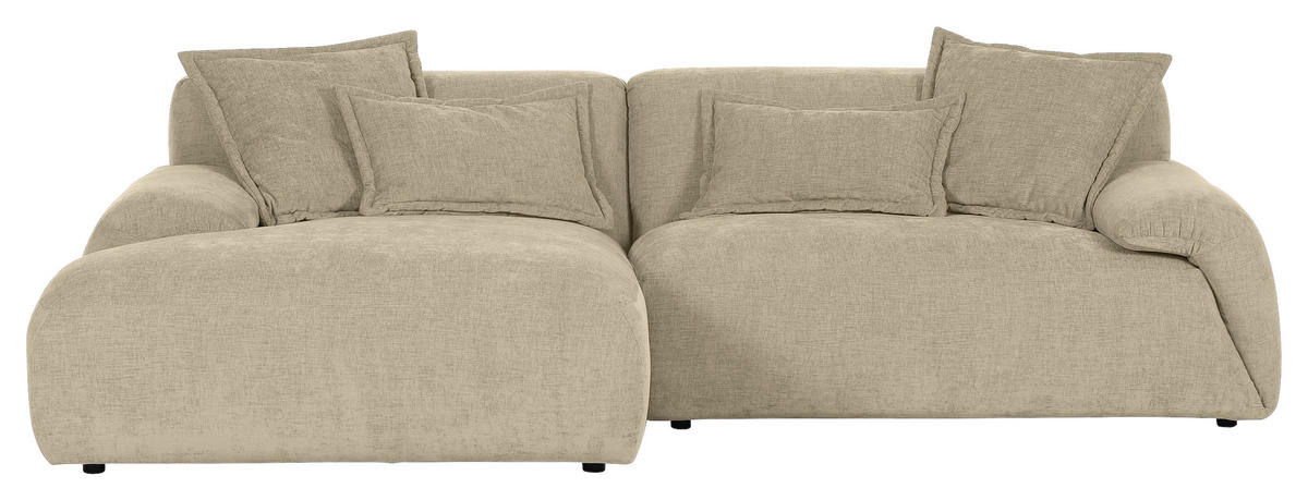 ECKSOFA in Flachgewebe Beige  - Beige/Schwarz, Konventionell, Kunststoff/Textil (174/274cm) - Carryhome