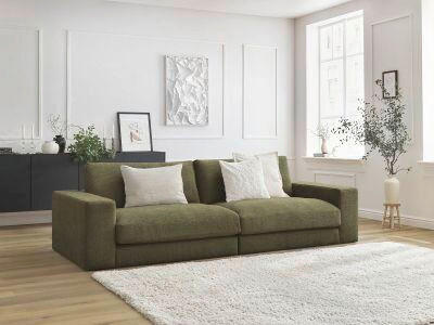 3-SITZER-SOFA LEONARD Struktur Grün  - Schwarz/Grün, MODERN, Kunststoff/Textil (234/109/77cm)