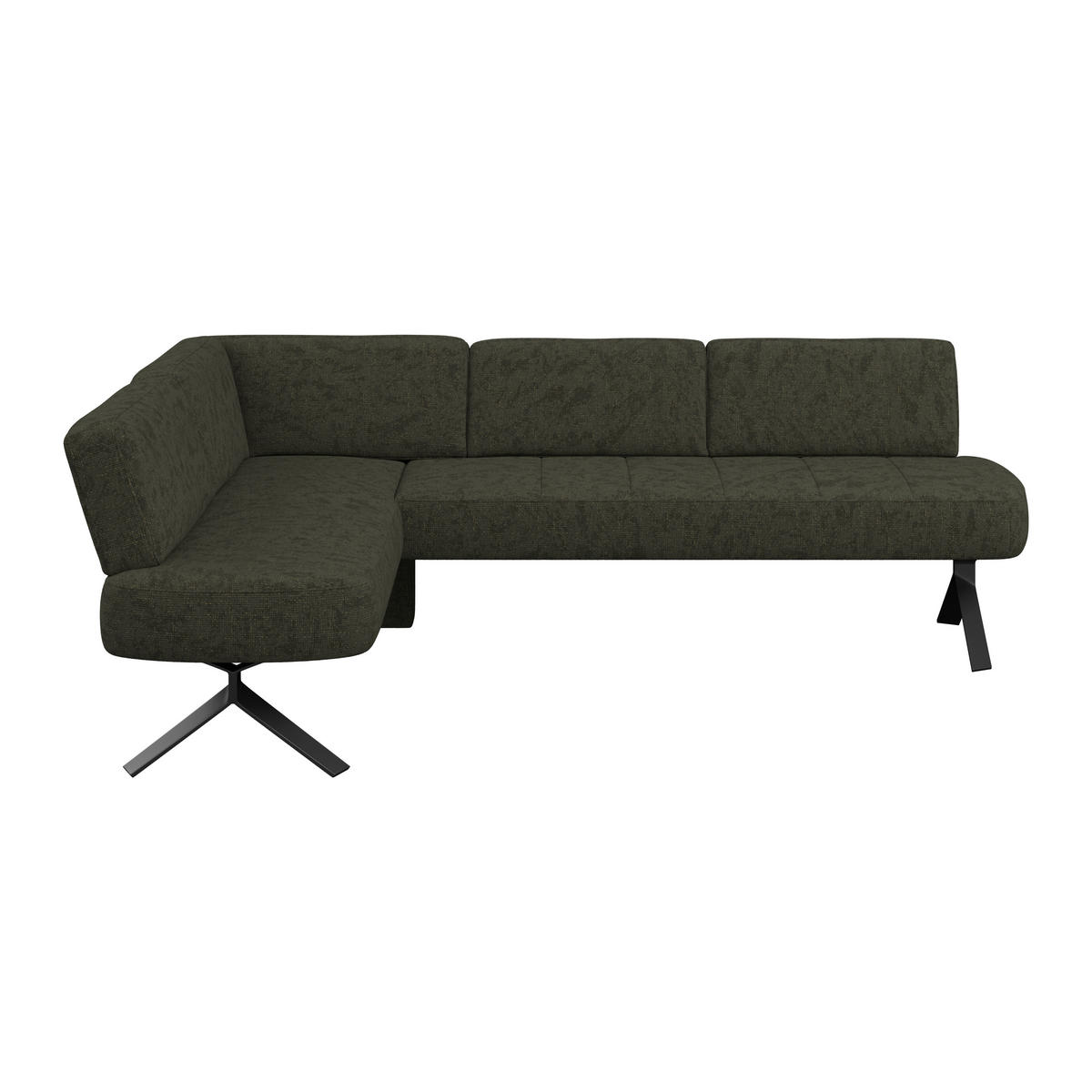 ECKBANK 176/248 cm Webstoff Grün   - Schwarz/Grün, MODERN, Textil/Metall (176/248cm) - Livetastic
