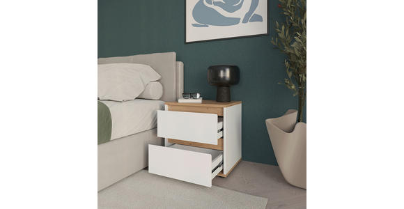 NACHTKÄSTCHEN 50/50/38 cm  in Weiß, Eiche Artisan  - Schwarz/Weiß, MODERN, Holzwerkstoff/Kunststoff (50/50/38cm) - Carryhome