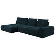 ECKSOFA in Velours Dunkelblau  - Schwarz/Dunkelblau, Design, Kunststoff/Textil (174/342cm) - Xora