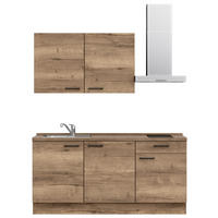 KUHINJSKI BLOK BREZ APARATOV - črna/temni hrast, Moderno, kovina/leseni material (180cm) - Celina Home