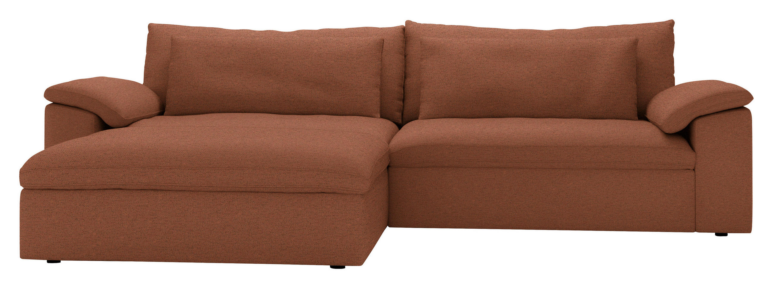 ECKSOFA Flachgewebe Beigebraun  - Beigebraun/Schwarz, Modern, Kunststoff/Textil (198/306cm) - Carryhome