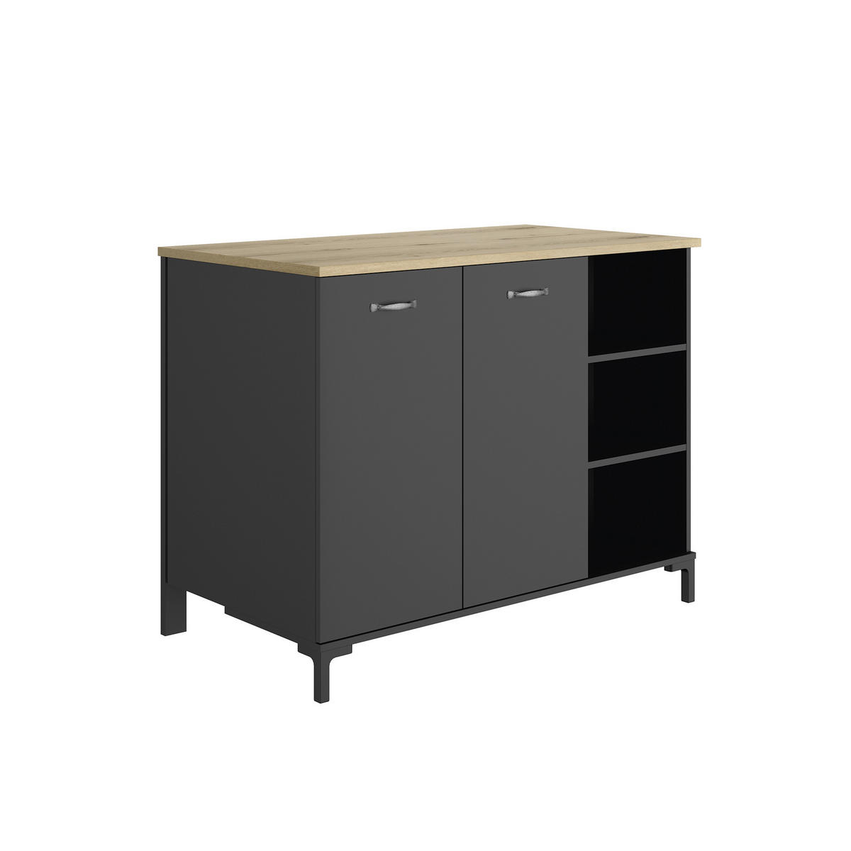 KÜCHENINSEL 120/93/66 cm  in Schwarz, Eichefarben  - Eichefarben/Anthrazit, Trend, Holzwerkstoff/Kunststoff (120/93/66cm) - MID.YOU