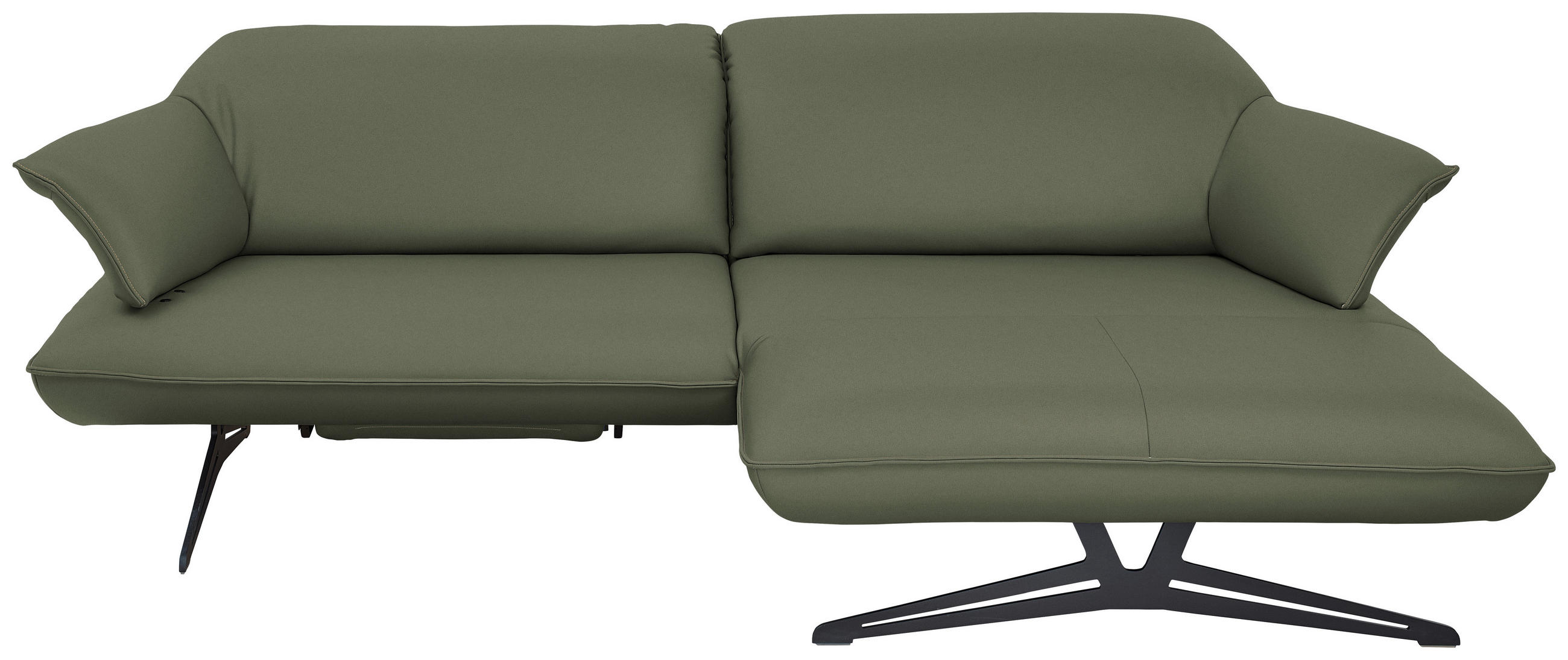 ECKSOFA in Echtleder Grün  252/169 cm  - Beige/Schwarz, Design, Leder/Metall (252/169cm) - Koinor