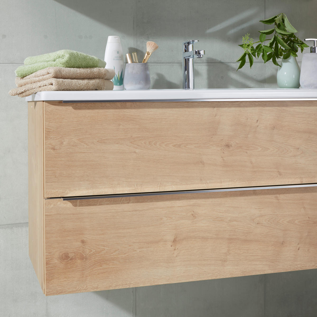 BADEZIMMER  in 105 cm  - Eichefarben/Weiß, Design, Keramik/Holzwerkstoff (105cm) - Novel