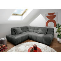 ECKSOFA ITALIA in Chenille Anthrazit  203/254 cm  - Anthrazit/Schwarz, MODERN, Kunststoff/Textil (203/254cm) - Livetastic