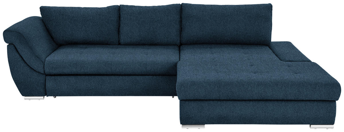 ECKSOFA in Flachgewebe Dunkelblau  306/174 cm  - Silberfarben/Dunkelblau, Design, Textil/Metall (306/174cm) - Carryhome