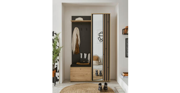 GARDEROBE  in 114/197/40 cm  - Schwarz/Eiche Artisan, Design, Glas/Holzwerkstoff (114/197/40cm) - Carryhome