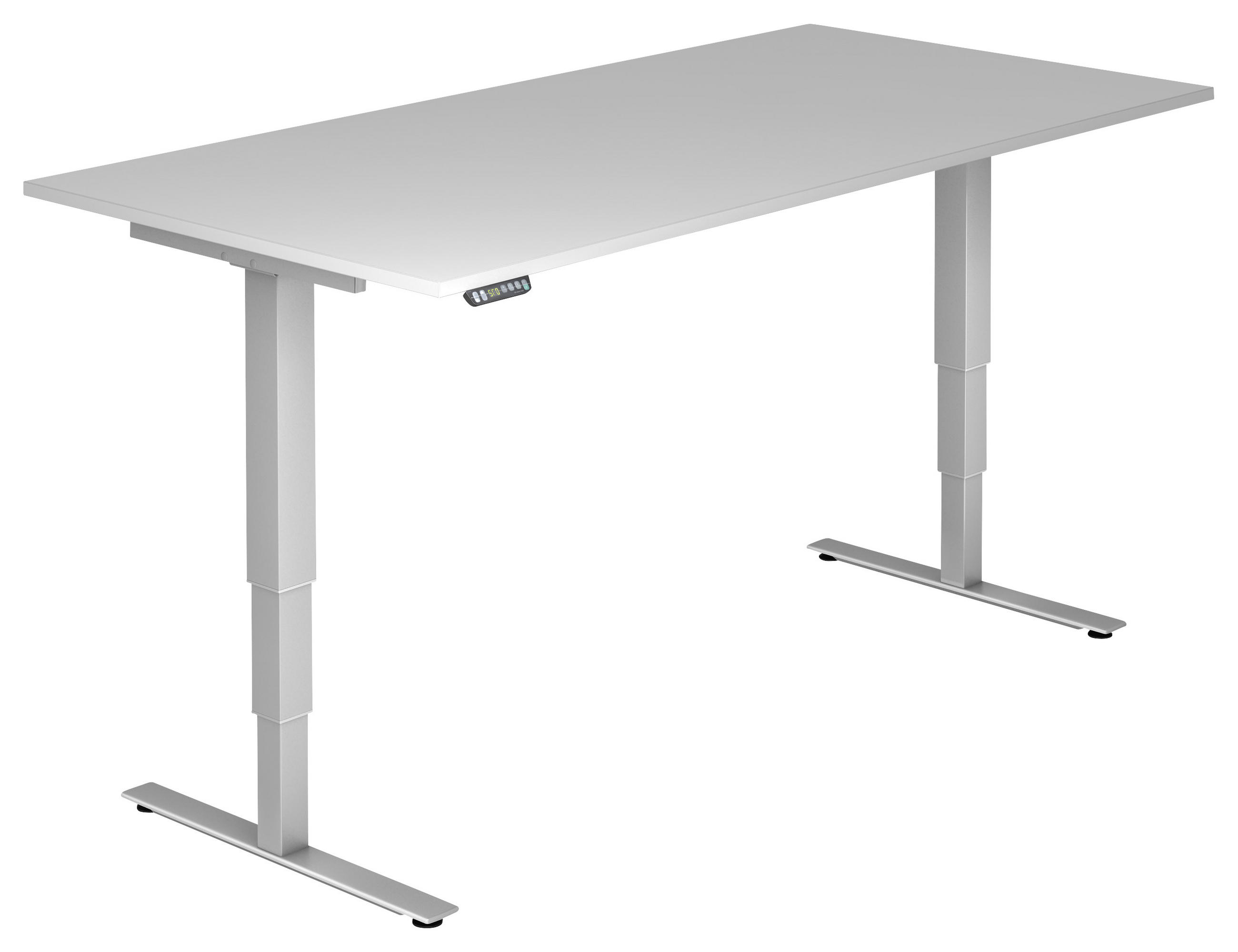 SCHREIBTISCH 200/100/63,5-128,5 cm  in Grau, Silberfarben  - Silberfarben/Grau, KONVENTIONELL, Holzwerkstoff/Metall (200/100/63,5-128,5cm) - Venda