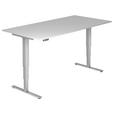 SCHREIBTISCH 200/100/63,5-128,5 cm Grau, Silberfarben höhenverstellbar  - Silberfarben/Grau, KONVENTIONELL, Holzwerkstoff/Metall (200/100/63,5-128,5cm) - Venda