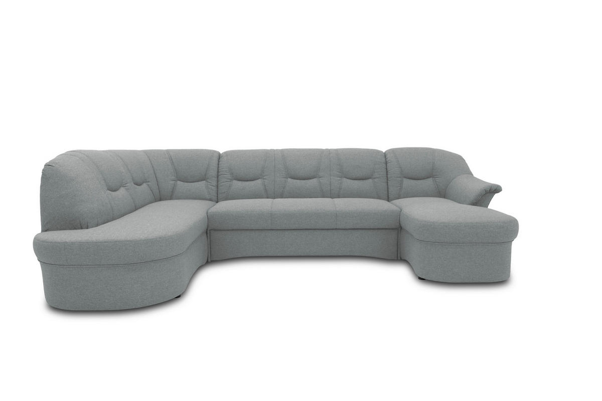 WOHNLANDSCHAFT Mintgrau Mikrofaser  - Mintgrau/Schwarz, KONVENTIONELL, Kunststoff/Textil (180/295/146cm) - MID.YOU