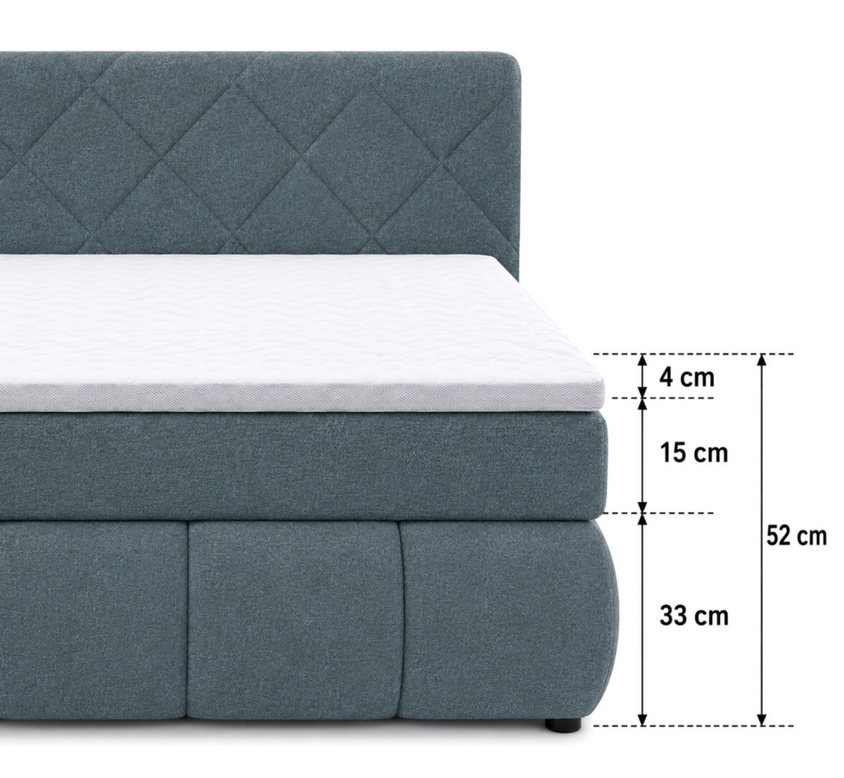 BOXBETT 180/200 cm,  in Grau, gepolstertes Kopfteil, Bettkasten, Topper, Matratzen, H3 + H3 = fest  - Schwarz/Grau, Design, Kunststoff/Textil (180/200cm) - Chameo