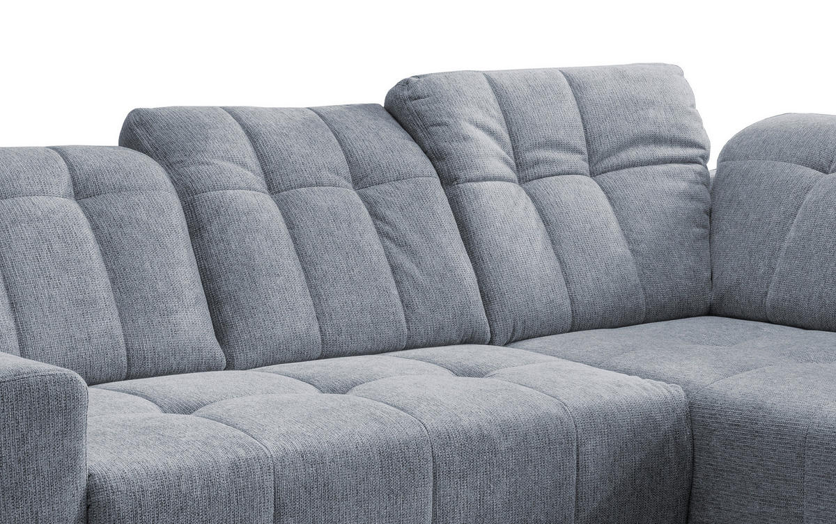 ECKSOFA in Chenille Hellblau  - Schwarz/Hellblau, Modern, Textil/Metall (261/200cm) - Livetastic