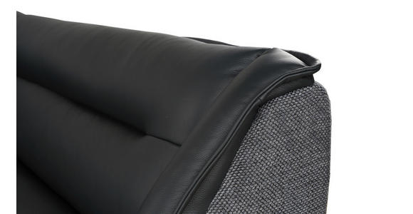 ECKBANK 178/237 cm Struktur Echtleder Schwarz   - Schwarz, Design, Leder/Textil (178/237cm) - Novel
