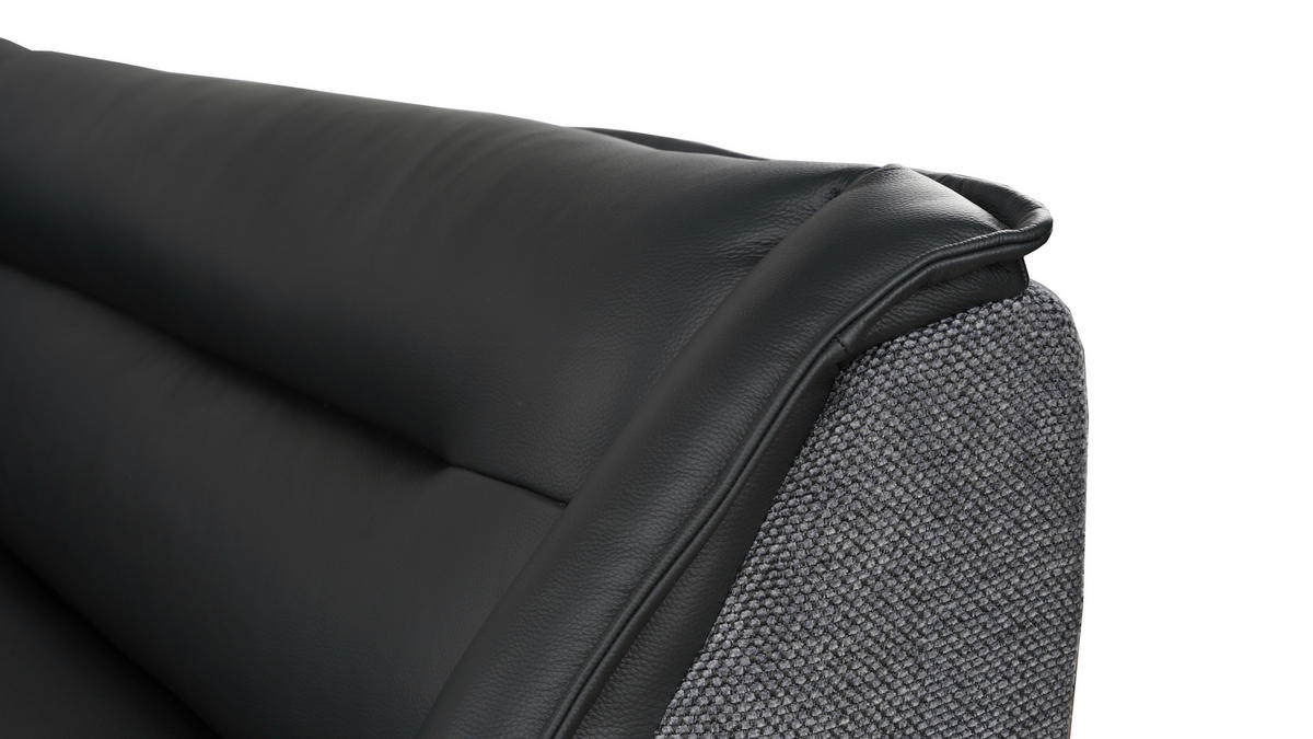 ECKBANK 178/237 cm Struktur Echtleder Schwarz   - Schwarz, Design, Leder/Textil (178/237cm) - Novel