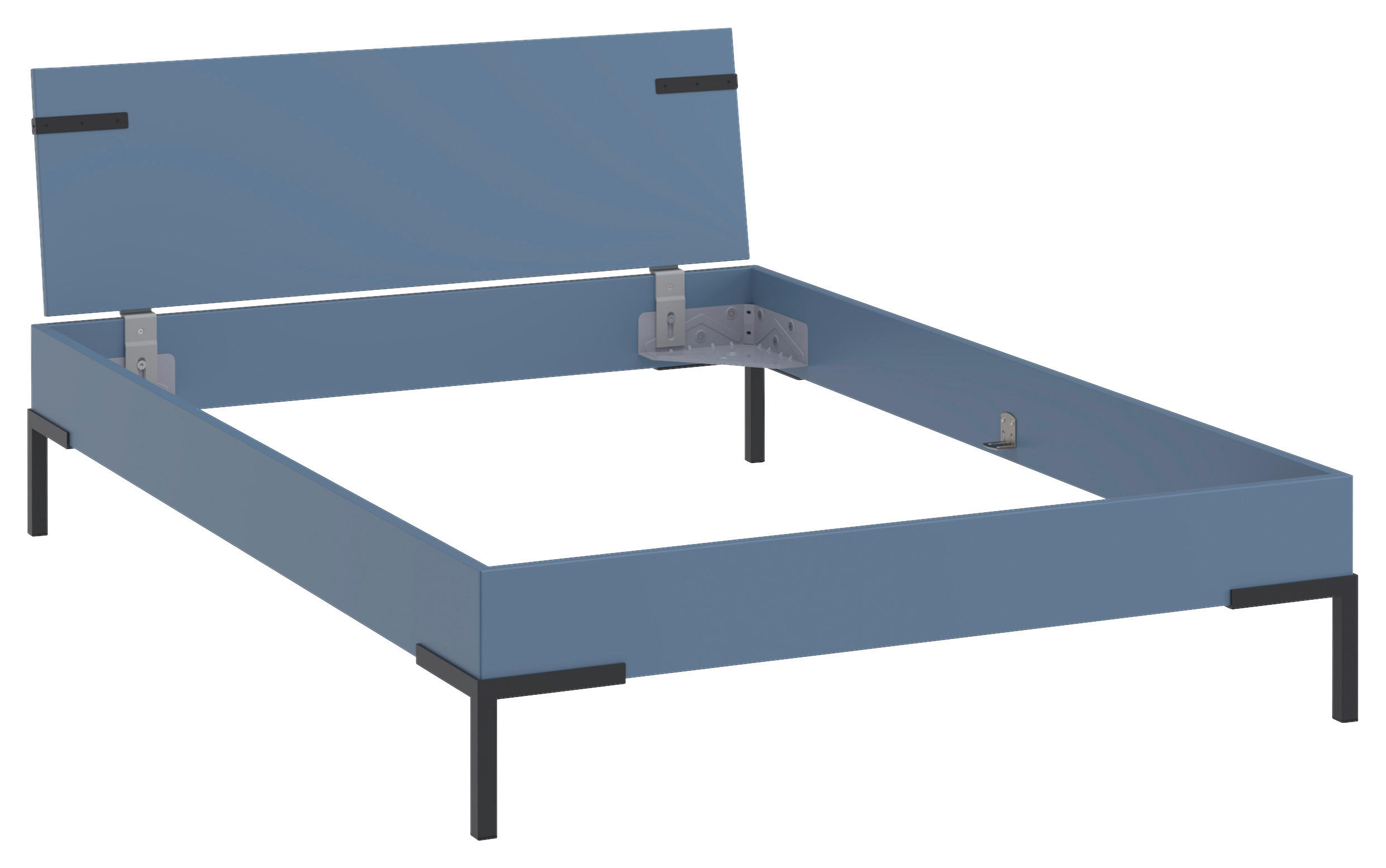 Thumbnail - Xora Bett Primolar, Blau, Metall, 140x200 cm, in verschiedenen Holzdekoren erhältlich, Größen für Lattenrost geeignet, S...