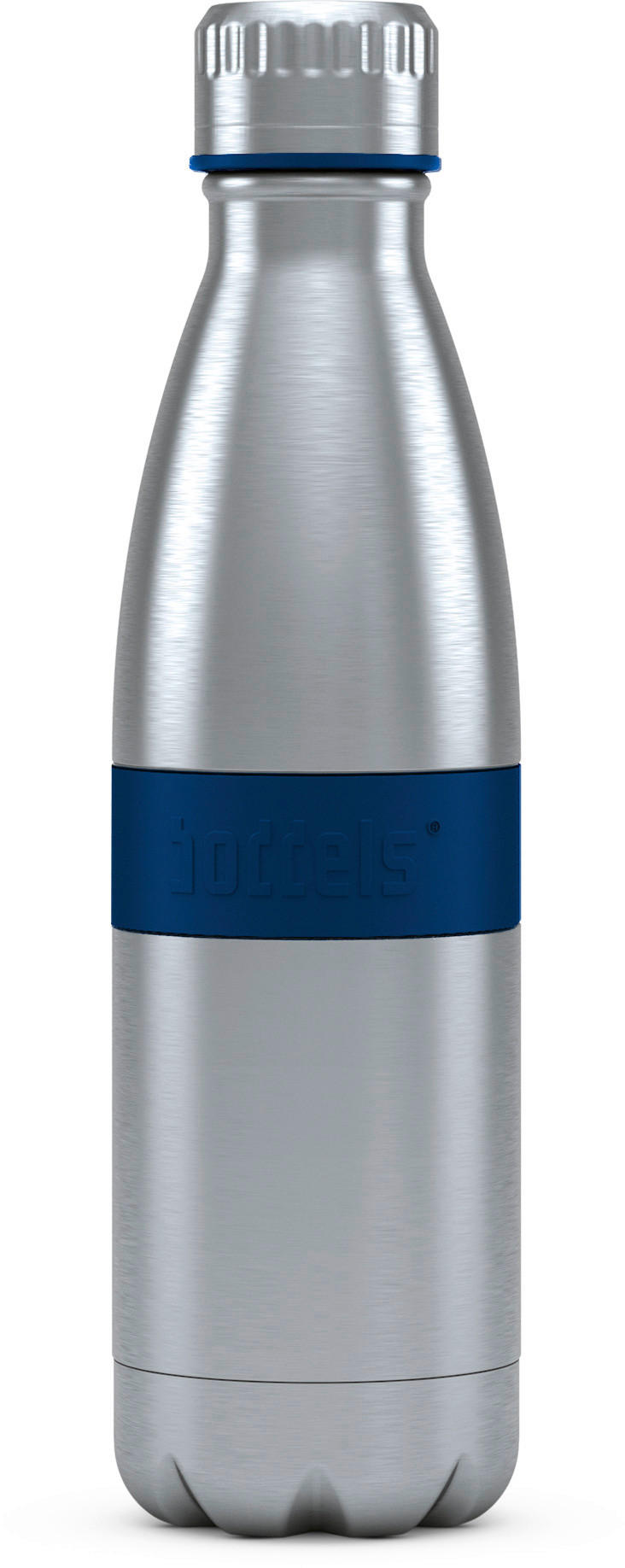 TRINKFLASCHE 0,5 l BODDELS  - Edelstahlfarben/Dunkelblau, Basics, Metall (500ml) - Boddels