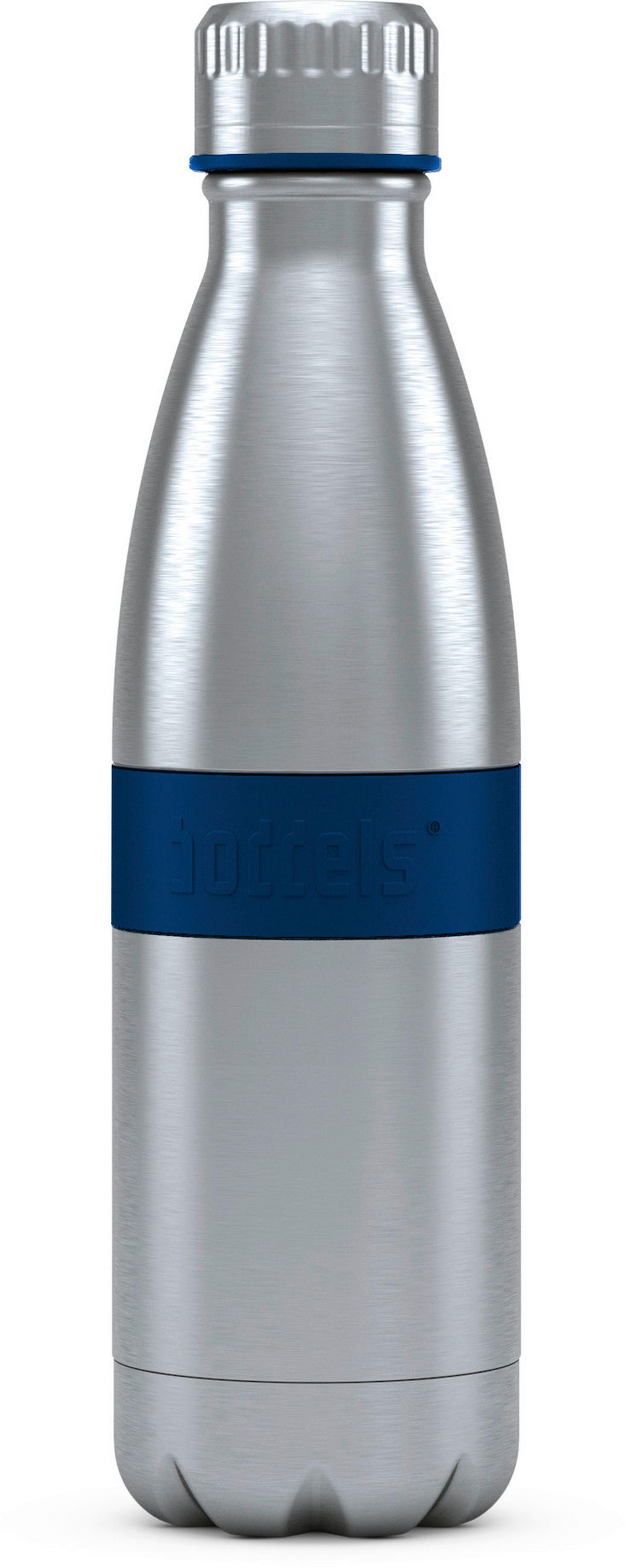 TRINKFLASCHE 0,5 l BODDELS  - Edelstahlfarben/Dunkelblau, Basics, Metall (500ml) - Boddels
