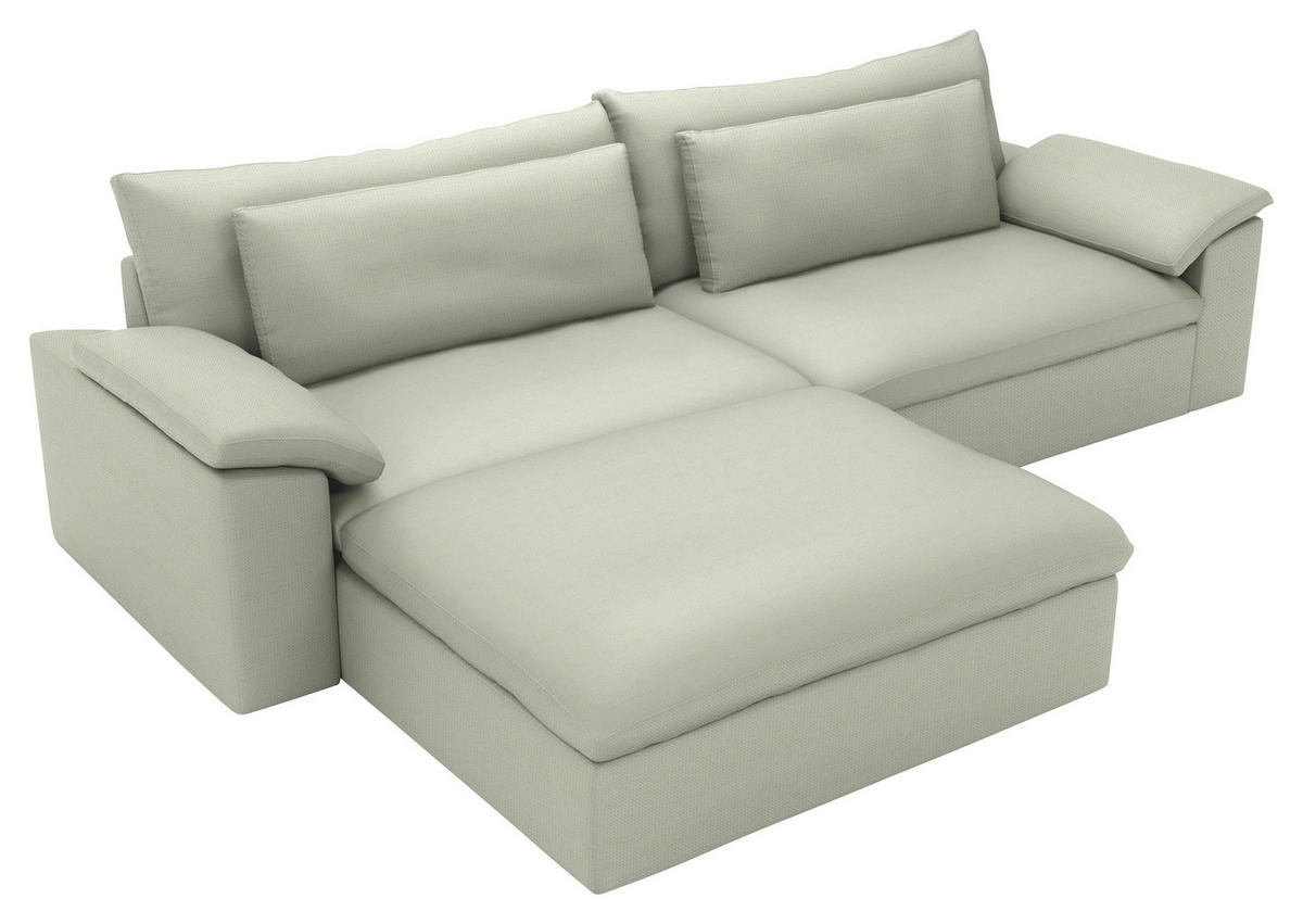 ECKSOFA  Chenille Sandfarben  - Sandfarben/Schwarz, Modern, Kunststoff/Textil (198/306cm) - Carryhome