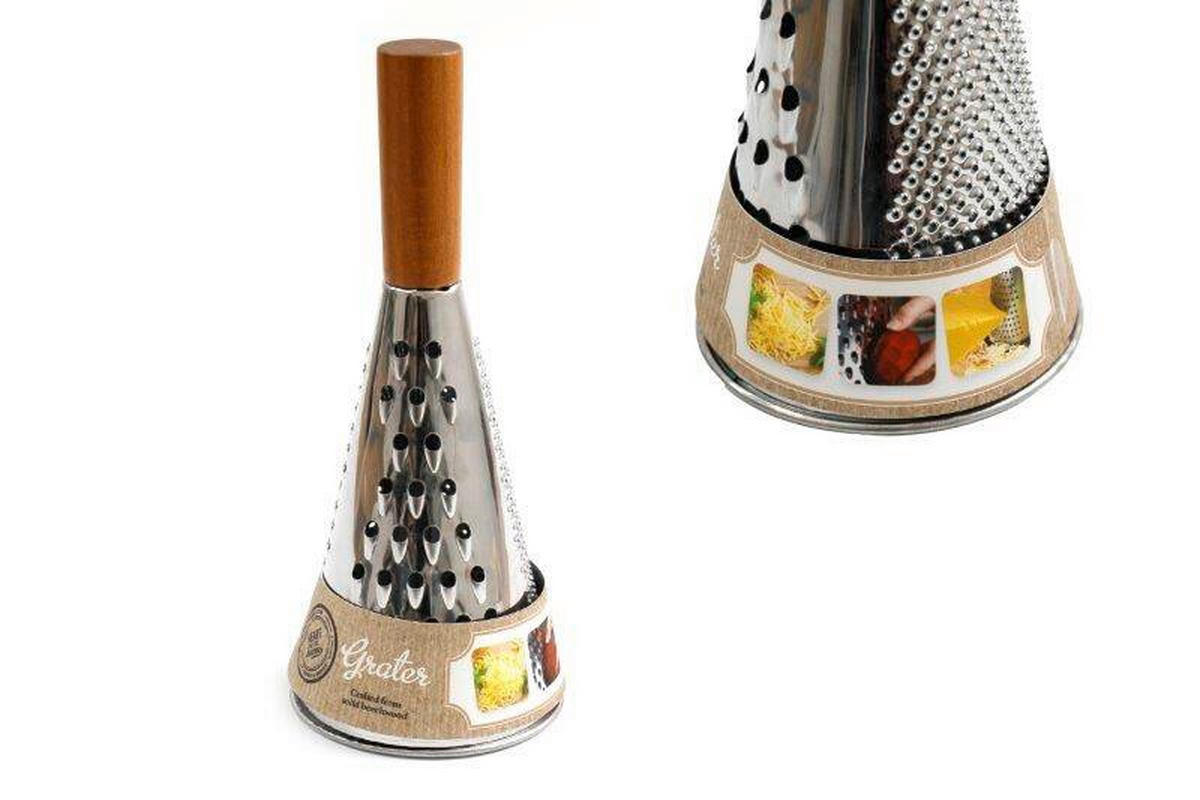 SAJTRESZELŐ - akáciaszínű/nemesacélszínű, Basics, fa/fém (11/25/11cm)