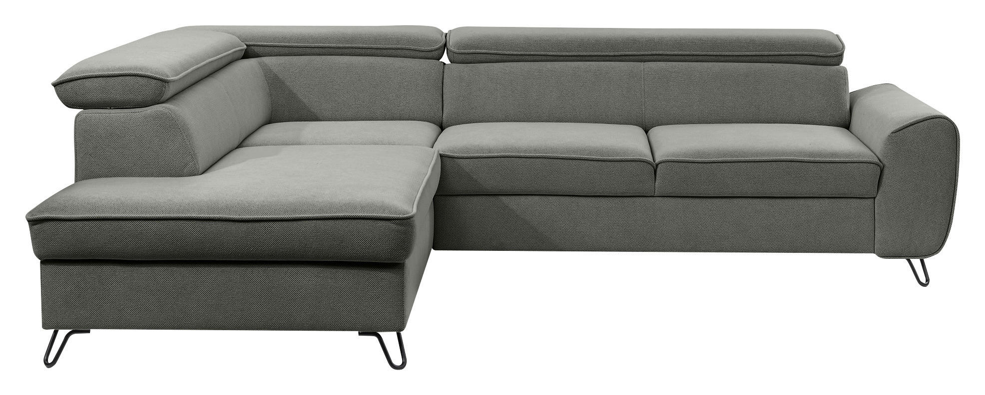 ECKSOFA inkl. Funktion Idylla Dunkelgrau Flachgewebe  - Dunkelgrau/Schwarz, Design, Textil/Metall (200/250cm) - Stylife