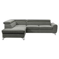 ECKSOFA in Flachgewebe Dunkelgrau  - Dunkelgrau/Schwarz, Design, Textil/Metall (200/250cm) - Stylife