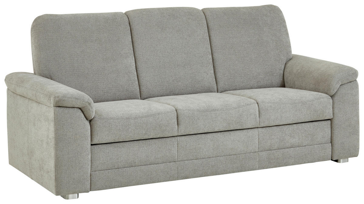 3-SITZER-SOFA Chenille Hellgrau  - Hellgrau/Alufarben, Konventionell, Textil/Metall (208/96/89cm) - Beldomo Comfort