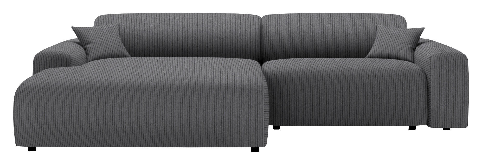 ECKSOFA in Velours, Feincord Grau  178/292 cm  - Schwarz/Grau, Design, Kunststoff/Textil (178/292cm) - home24