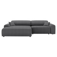 ECKSOFA in Velours, Feincord Grau  178/292 cm  - Schwarz/Grau, Design, Kunststoff/Textil (178/292cm) - home24