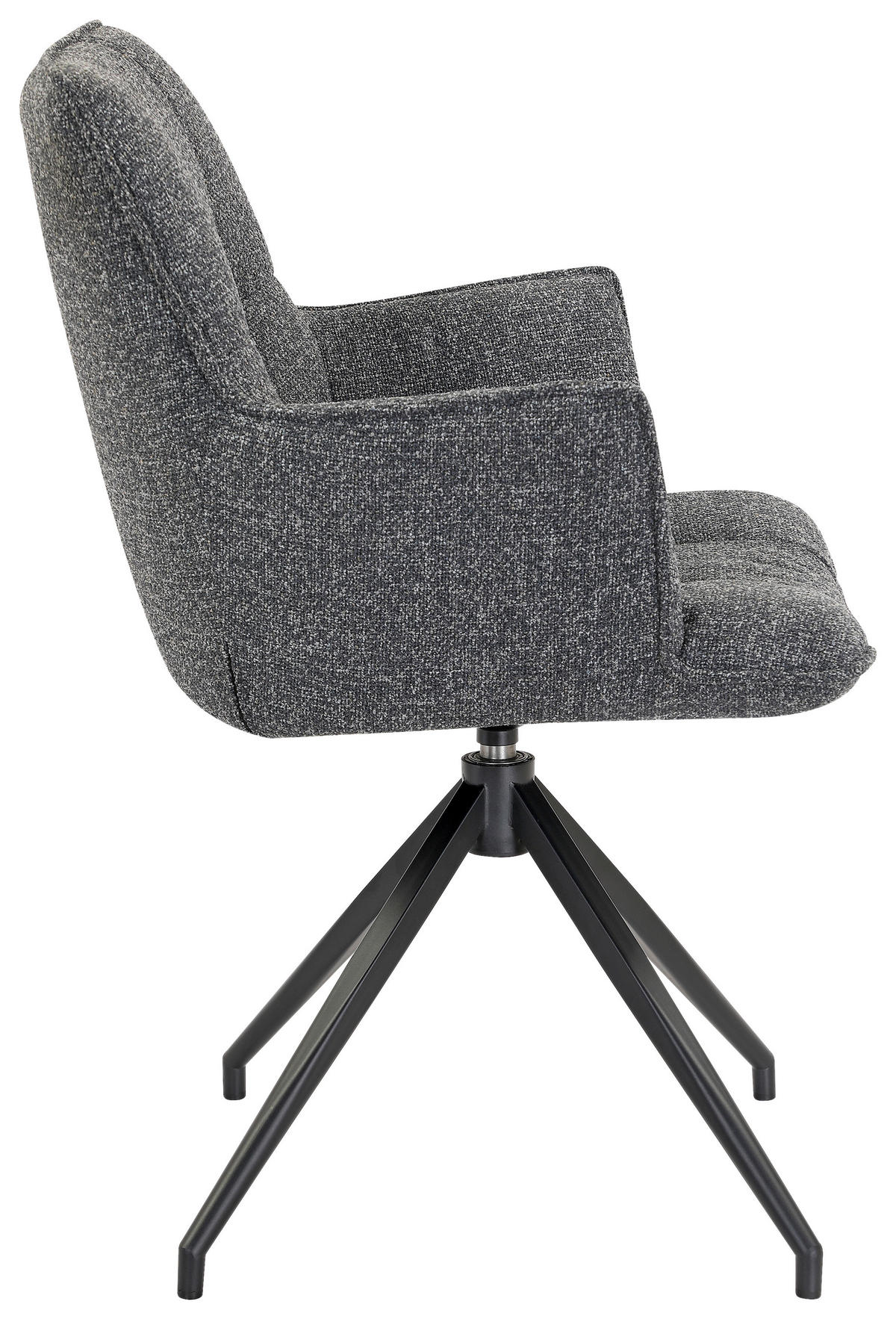 ARMLEHNSTUHL  Sitzfläche 360° drehbar, automatische Rückholfunktion Leinenoptik  Anthrazit, Schwarz  - Anthrazit/Schwarz, Design, Textil/Metall (59/89,5/63cm) - Novel
