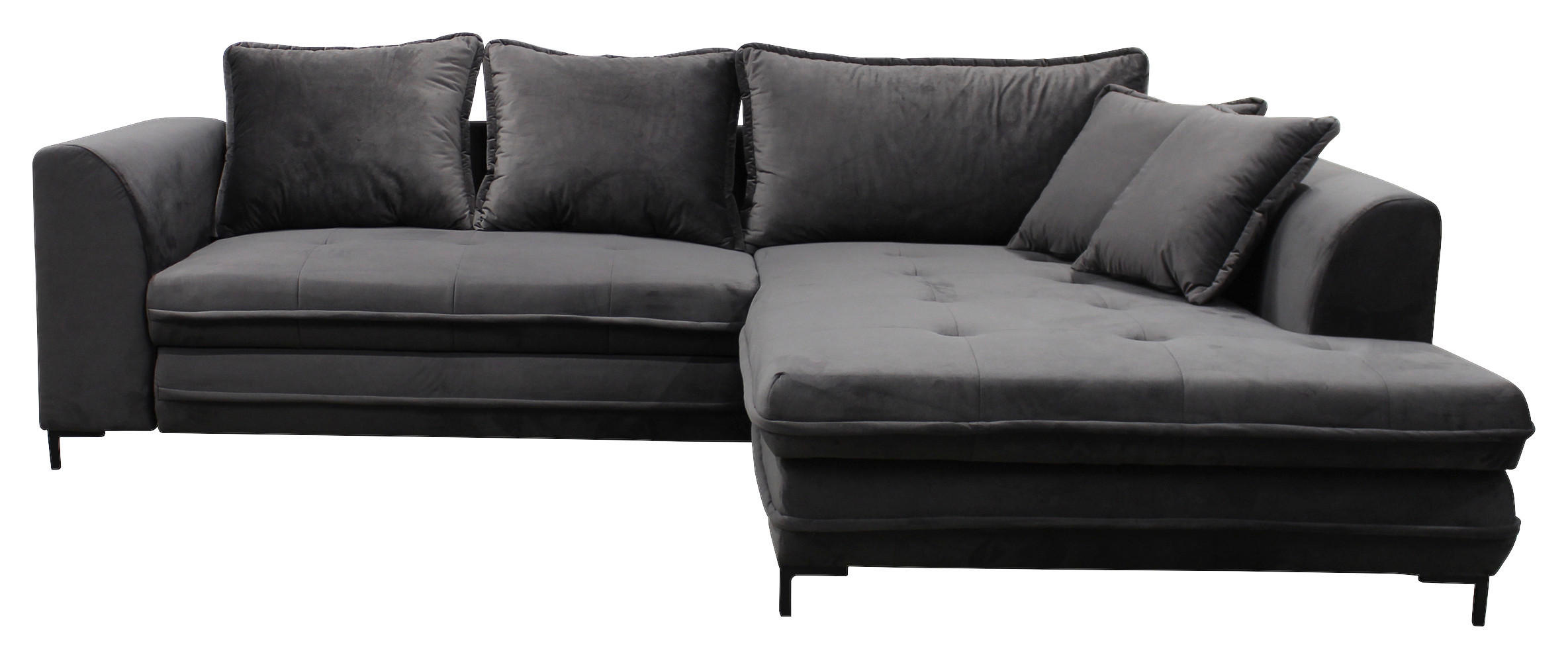 KUTNA GARNITURA tekstil  siva   - siva/crna, Design, tekstil/metal (277/187cm) - Livetastic