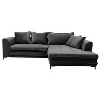 KOTNA SEDEŽNA GARNITURA, velur siva  - črna/siva, Design, kovina/tekstil (277/187cm) - Livetastic