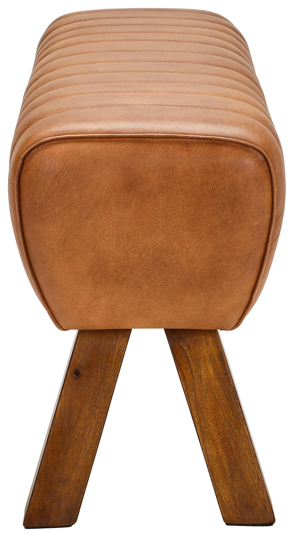 TABURETOVÁ LAVICE, dřevo, kůže, 90/46/30 cm - přírodní barvy/hnědá, Lifestyle, dřevo/kůže (90/46/30cm) - Livetastic