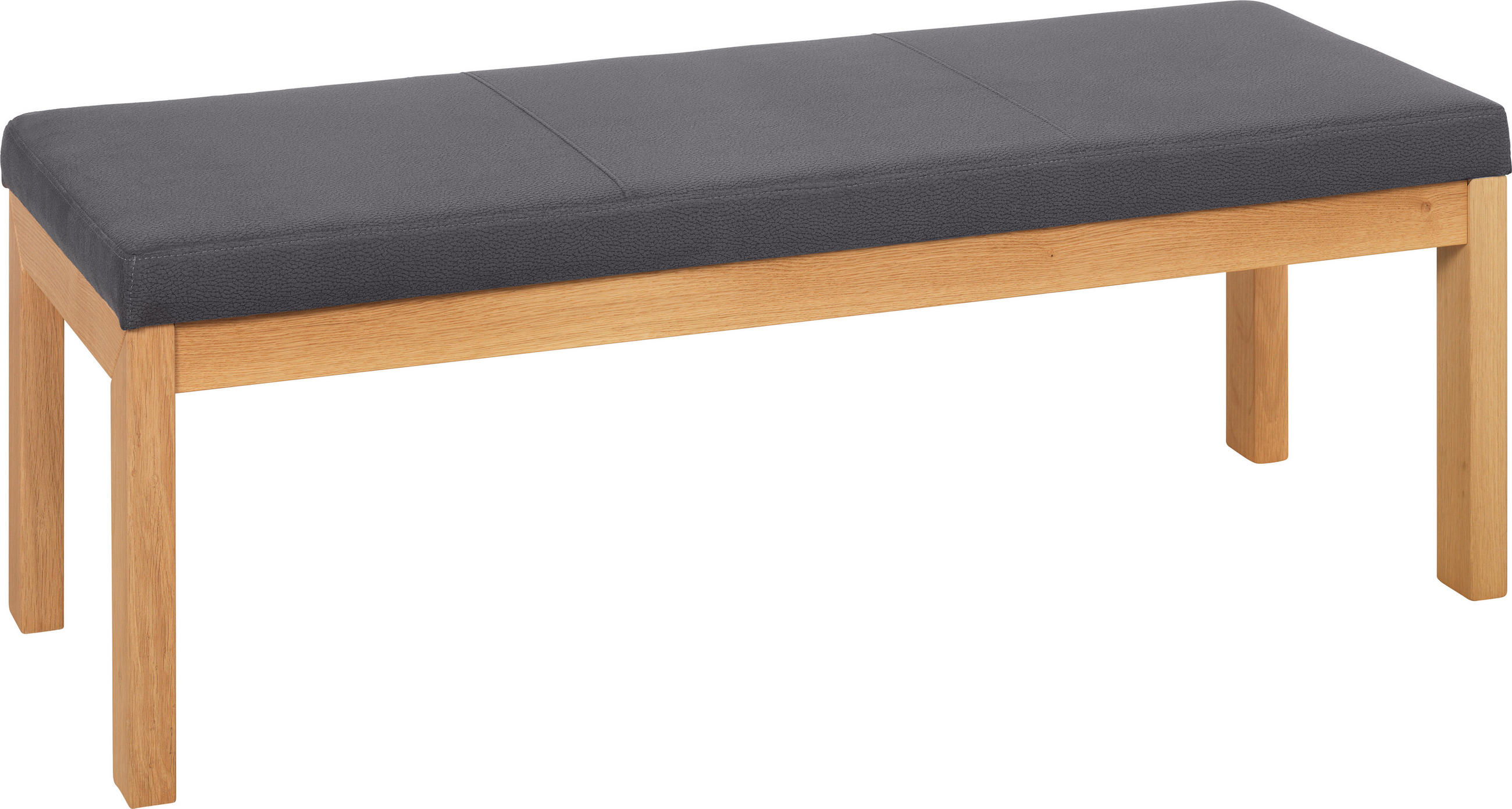 HOCKERBANK 130/49/45 cm Mikrofaser Anthrazit, Eichefarben Eiche massiv Holz - Eichefarben/Anthrazit, Natur, Holz/Textil (130/49/45cm) - Voleo