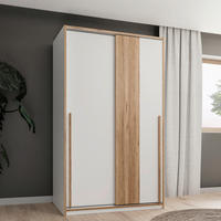 Dulap Cu Uși Culisante, 118,8/215/57,4 cm, alb, culoare lemn stejar - alb/culoare lemn stejar, Modern, plastic/metal (118,8/215/57,4cm) - Novel