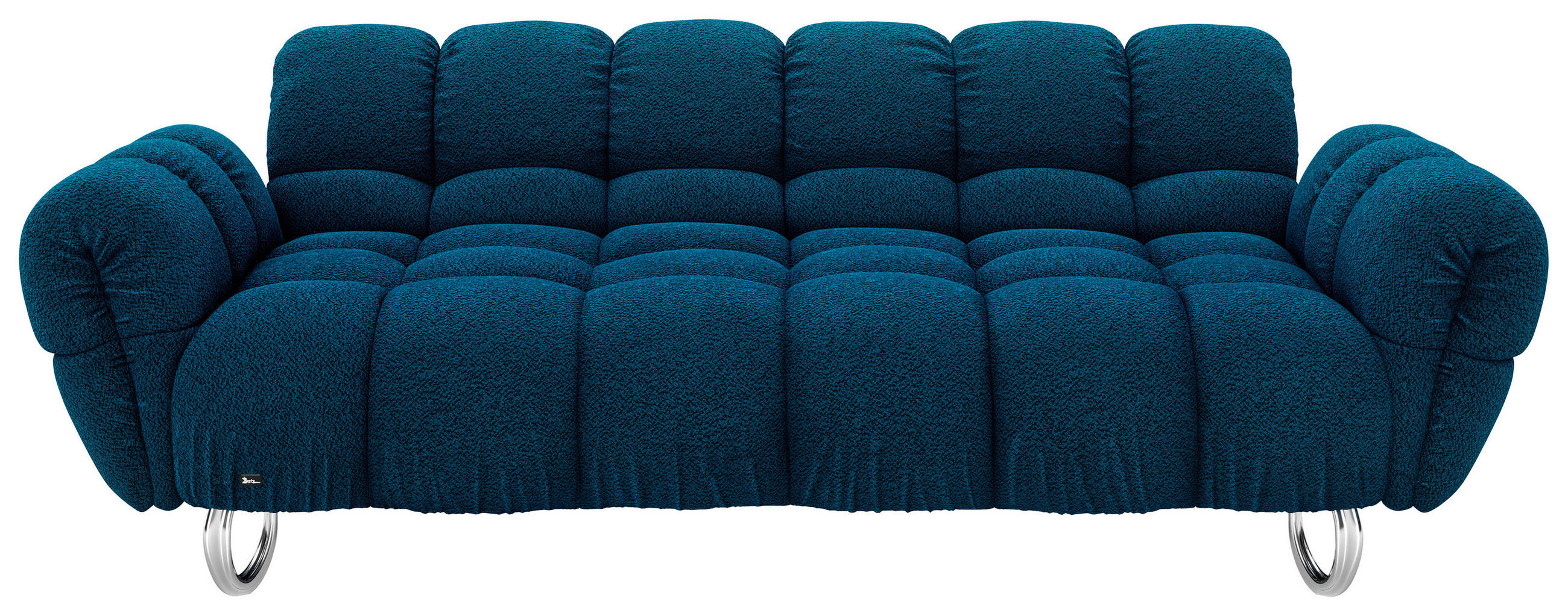 BIGSOFA in Jacquard, Bouclé Petrol  - Petrol/Alufarben, Trend, Textil/Metall (226/78/128cm) - Bretz