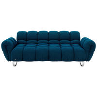 BIGSOFA in Jacquard, Bouclé Petrol  - Petrol/Alufarben, Trend, Textil/Metall (226/78/128cm) - Bretz