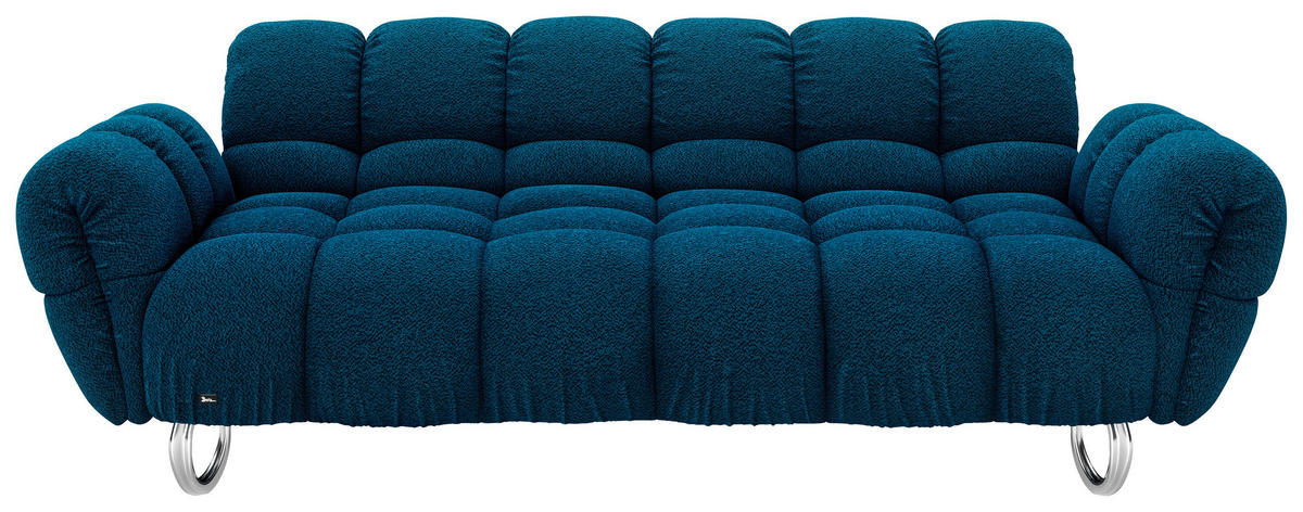 BIGSOFA in Jacquard, Bouclé Petrol  - Petrol/Alufarben, Trend, Textil/Metall (226/78/128cm) - Bretz